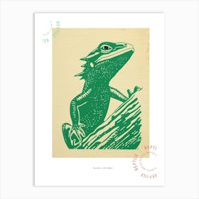 Iguana On The Tree Bark Poster Art Print