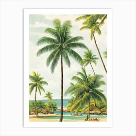 Grand Anse Beach Grenada Vintage Art Print