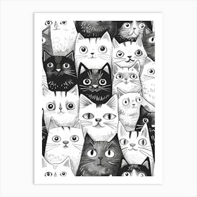 Perfectly Repeatable Artwork With Cute Cat Faces 58 Art Print