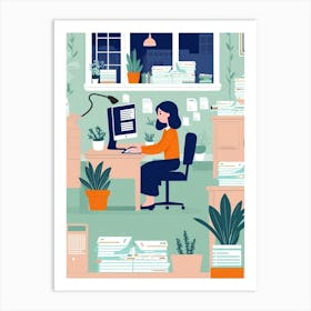 Office Worker At Work Art Print