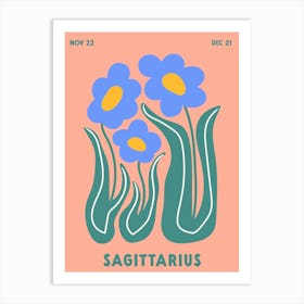 Sagitarius Print Zodiac Poster Astrology Wall Decor Flower Market Botanical Art Print