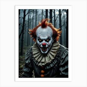 Eerie Echoes of the Painted Face Spooky Clown Art Print