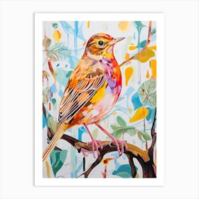 Colourful Bird Painting Hermit Thrush 3 Art Print