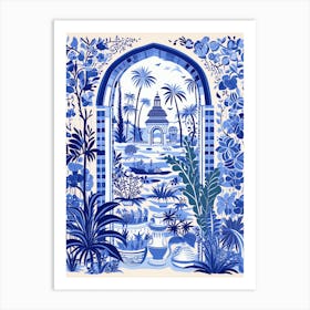 Jardin Majorelle Morocco Modern Blue Illustration 1 Art Print