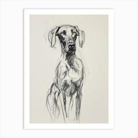 Weimaraner Dog Charcoal Line 1 Art Print