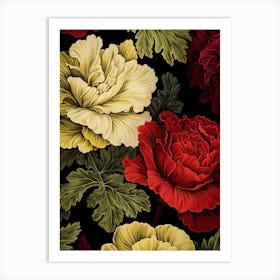 Ornamental Kale And Cabbage 3 William Morris Style Winter Florals Art Print