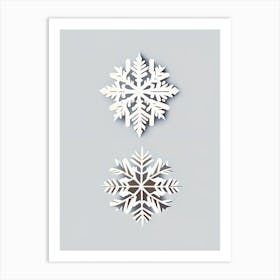 Fragile, Snowflakes, Retro Minimal 2 Art Print