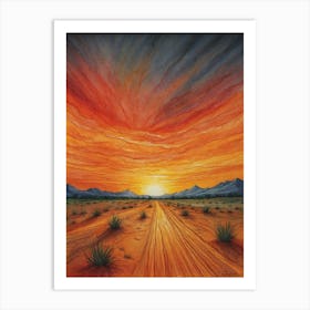 Sunset In The Desert Art Print