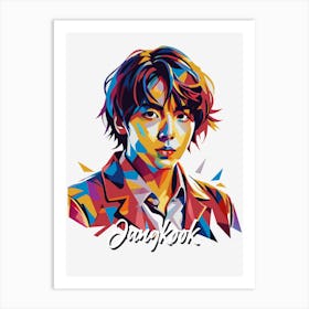 Jungkook Kpop 01 Portrait Music Icon Style WPAP Pop Art Art Print