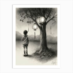 Little Boy With Lanterns Art Print