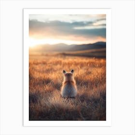 Fox In The Grass. Generated AI. Art Print 1 Art Print