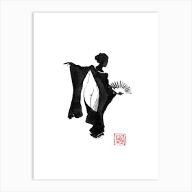 Geisha Black Nude Art Print