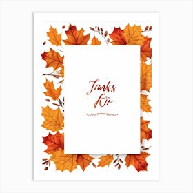 Autumn Leave Themed Vector Illustration Calligraphy Holyday Greeting Card Handwritten Style Typogr (4) Art Print