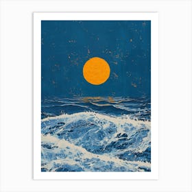 Moon Over The Ocean 1 Art Print