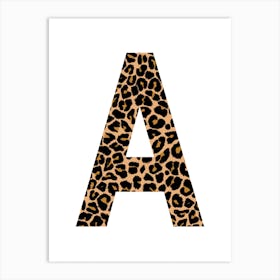 Leopard Print Letter A Initial Art Print