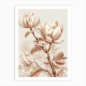 Beige Flowers 3 Art Print