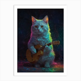 Cat Playing Guitar 2 Art Print