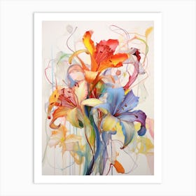 Abstract Flower Painting Gloriosa Lily 3 Art Print