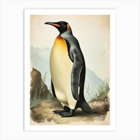 Adlie Penguin Isabela Island Vintage Botanical Painting 2 Art Print