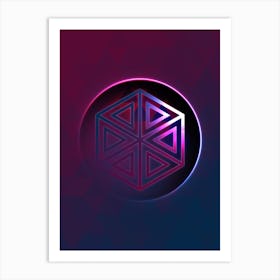 Geometric Neon Glyph on Jewel Tone Triangle Pattern 453 Art Print