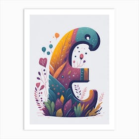 Colorful Letter E Illustration 34 Art Print