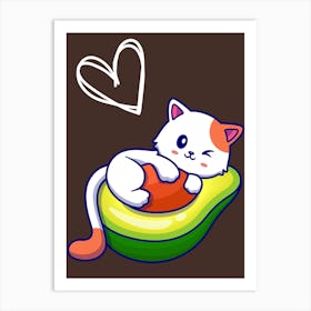 Avocado Cat Art Print