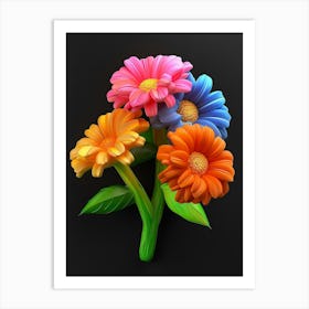 Bright Inflatable Flowers Zinnia 3 Art Print