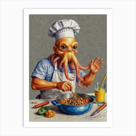 Octopus Chef 2 Art Print