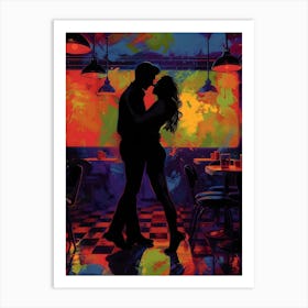 Couple In A Bar, Vibrant, Bold Colors, Pop Art Art Print