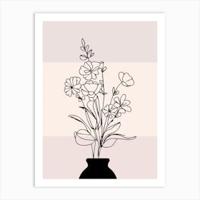 Flowers In A Vase Illustration Art Print