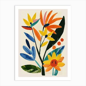 Painted Florals Bird Of Paradise 1 Art Print