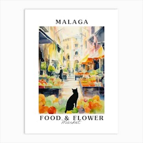 Food Market With Cats In Malaga 2 Poster Art Print