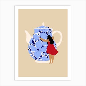 Teapot Hug Art Print