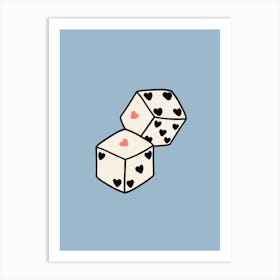 Heart Dice Blue Art Print