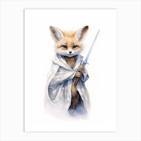 Baby Fox Kit As A Jedi Watercolour 3 Art Print