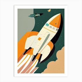 Space Shuttle Musted Pastels Space Art Print