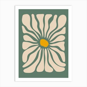 Sage green Abstract Daisy flower Art Print