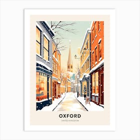Vintage Winter Travel Poster Oxford United Kingdom 4 Art Print
