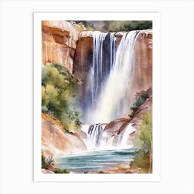 Calf Creek Falls, United States Water Colour  (3) Art Print