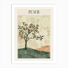 Peach Tree Minimal Japandi Illustration 3 Poster Art Print