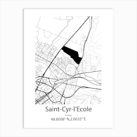 Saint Cyr L Ecole,France Minimalist Map Art Print