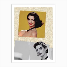 Anne Hathaway Retro Collage Movies Art Print