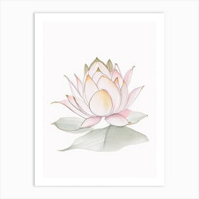 Lotus Flower, Buddhist Symbol Pencil Illustration 1 Art Print