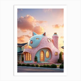 Hyperrealistic Render Of A Fanciful Feline Shaped Abode Its Curves And Nooks Echoing The Whimsical Art Print