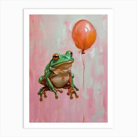 Cute Frog 1 With Balloon Art Print