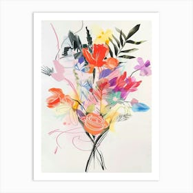 Fountain Grass 1 Collage Flower Bouquet Art Print