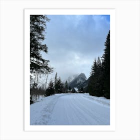 Snowy Road In The Mountains Art Print