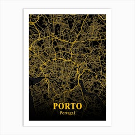 Porto Gold City Map 1 Art Print