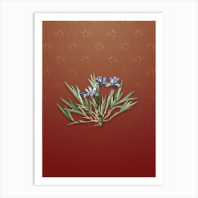 Vintage Dwarf Crested Iris Botanical on Falu Red Pattern n.0294 Art Print
