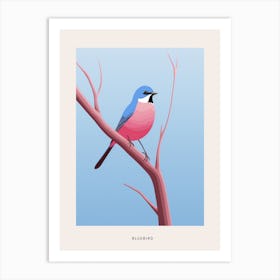 Minimalist Bluebird 1 Bird Poster Art Print